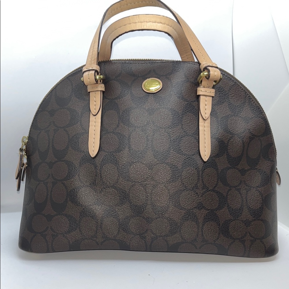 Coach Signature Dome Satchel / Purse – Brown & Tan